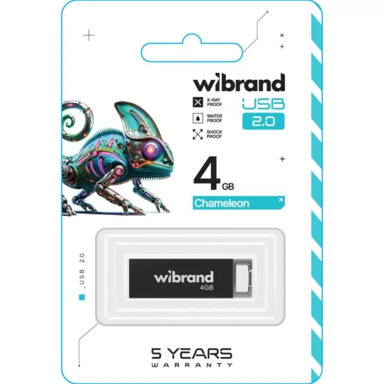 USB флеш накопитель Wibrand 4GB Chameleon Black USB 2.0 (WI2.0/CH4U6B) цена 208грн - фотография 2