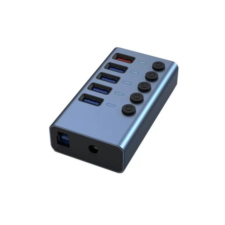 Концентратор Dynamode 5 ports USB3.0 to 4*USB3.0+2.4А Power Adapter 2.5A/12V (DM-UH-P405-G)