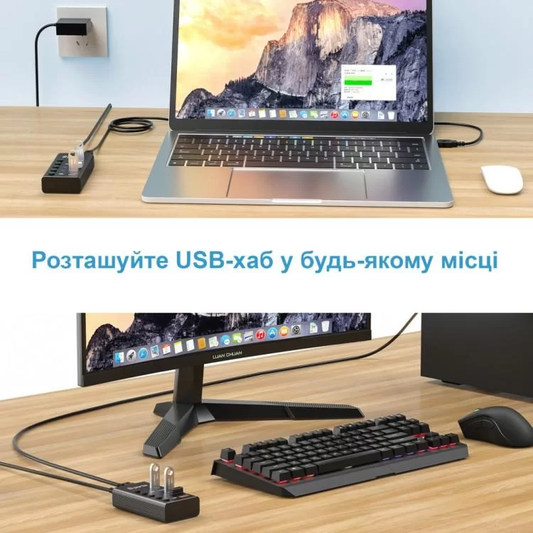 Концентратор Dynamode 5 ports USB3.0 to 4*USB3.0+2.4А Power Adapter 2.5A/12V (DM-UH-P405-G) огляд - фото 8