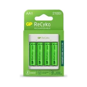 Зарядное устройство для аккумуляторов Gp ReCyko 4-Slot E411 USB Charger (w/ 4's 2100mAh AA Batteries) (GPE411 210AAHCN-2B4)