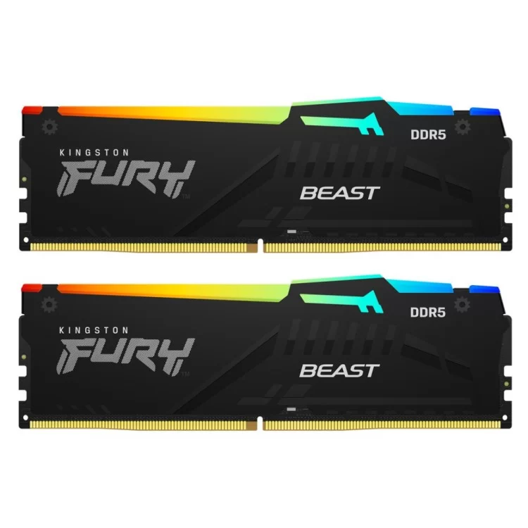 Модуль памяти для компьютера DDR5 64GB (2x32GB) 6000 MHz Beast RGB Kingston Fury (ex.HyperX) (KF560C30BBAK2-64)