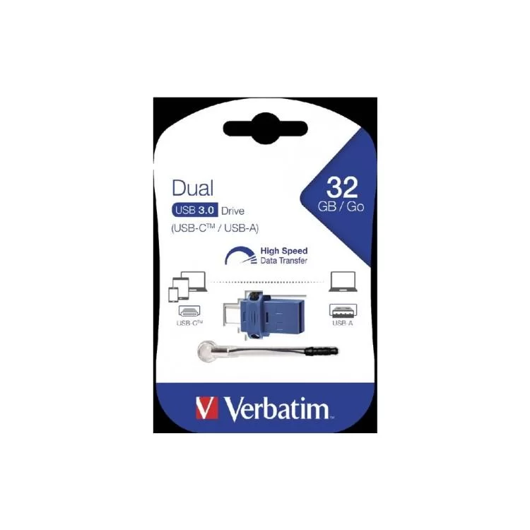 USB флеш накопитель Verbatim 32GB Dual USB Drive USB 3.0/Type-C (49966) цена 592грн - фотография 2