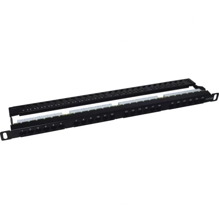 Патч-панель 19" 24xRJ-45 UTP cat.5e, 0.5U, with cable organizer Kingda (KD-PP46-UTP-C5e-24P-0.5U)