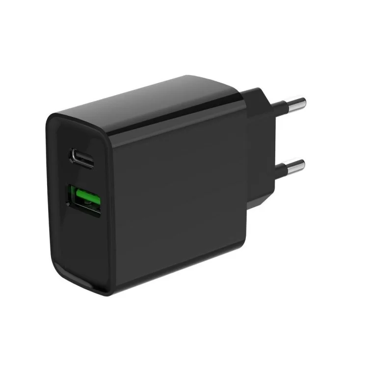 Зарядное устройство Gembird 1xUSB-A + 1 Type-C (PD20Вт + QC3.0 18Вт) black (TA-UC-PDQC20-01-BK)