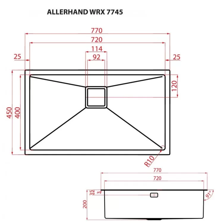 Мойка кухонная Weilor ALLERHAND WRX 7745 - фото 9