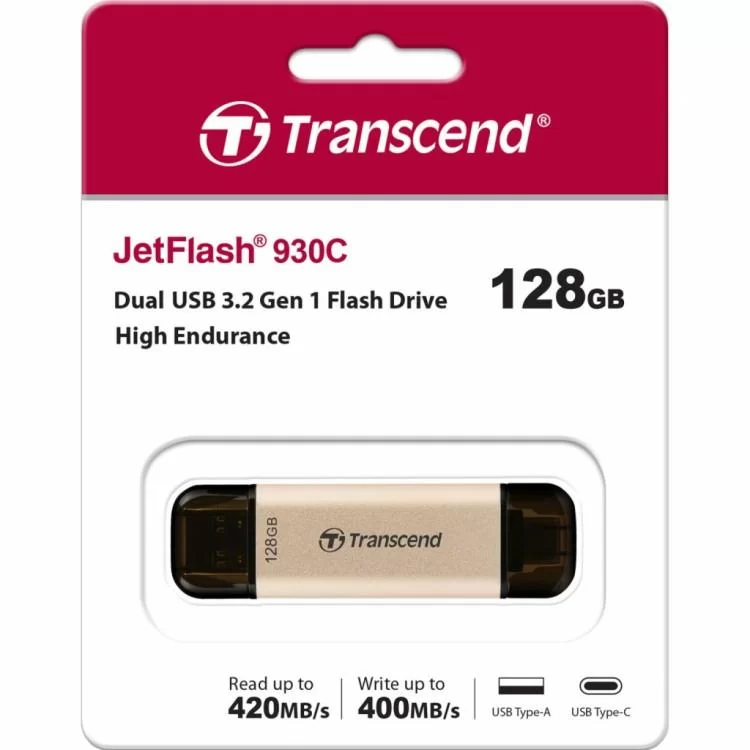 USB флеш накопитель Transcend 128GB JetFlash 930 Gold-Black USB 3.2/Type-C (TS128GJF930C) обзор - фото 8