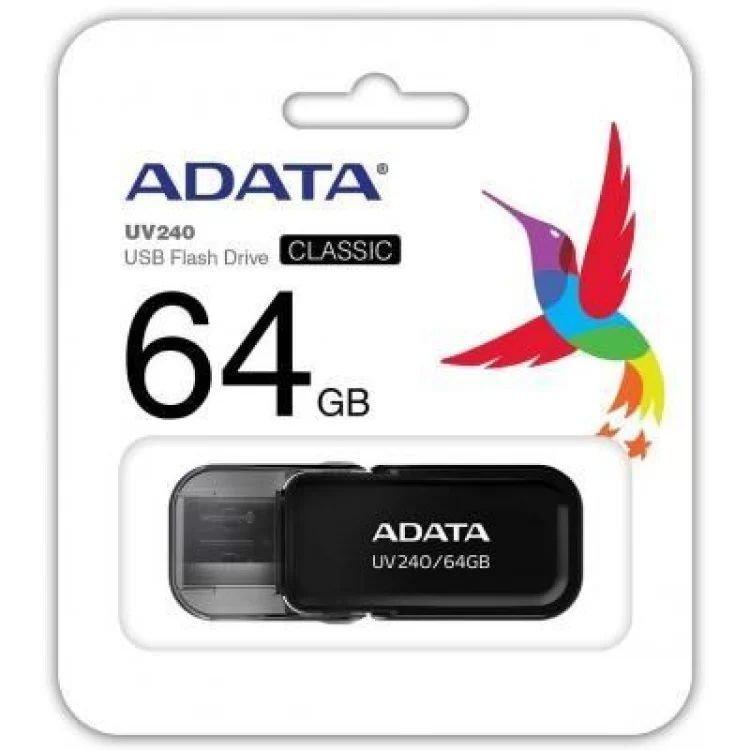 в продажу USB флеш накопичувач ADATA 64GB UV240 Black USB 2.0 (AUV240-64G-RBK) - фото 3