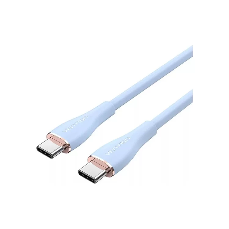 Дата кабель USB-C to USB-C 1.0m USB2.0 100W (20V/5A) Light Blue Silicone Vention (TAWSF)