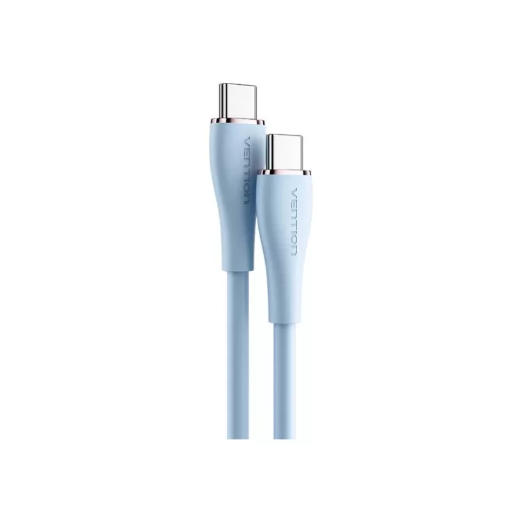 Дата кабель USB-C to USB-C 1.0m USB2.0 100W (20V/5A) Light Blue Silicone Vention (TAWSF) ціна 478грн - фотографія 2