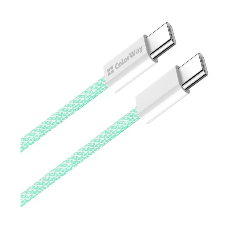 Дата кабель USB-C to USB-C 1.0m 60W 3.0А green ColorWay (CW-CBPDCC061-G) ціна 237грн - фотографія 2