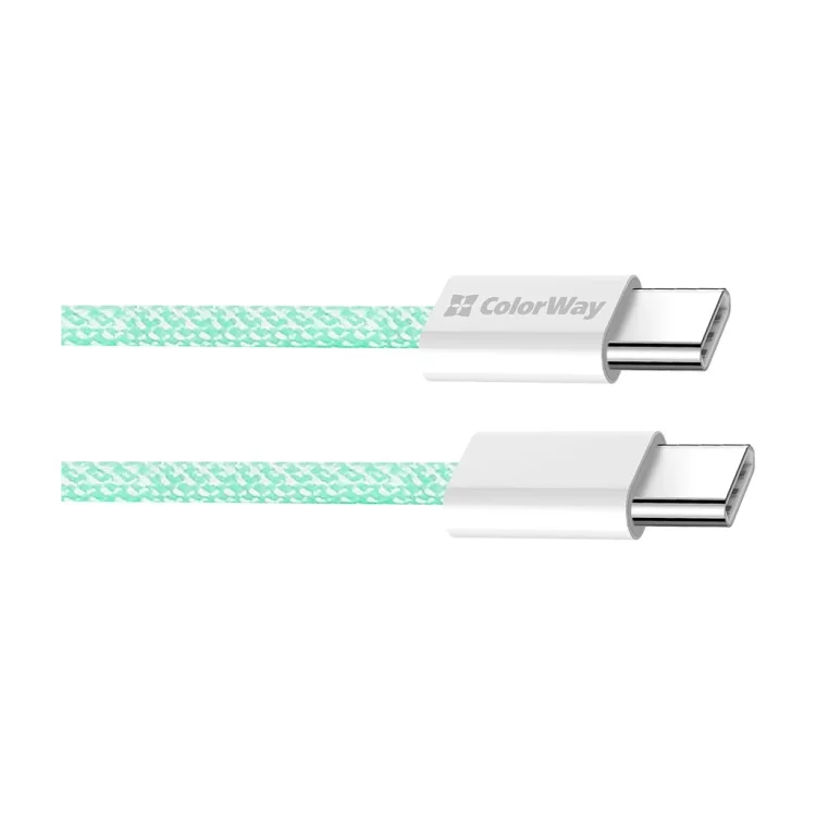 в продажу Дата кабель USB-C to USB-C 1.0m 60W 3.0А green ColorWay (CW-CBPDCC061-G) - фото 3