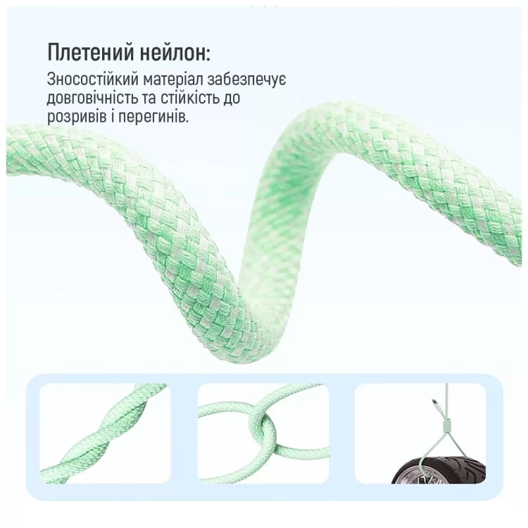 Дата кабель USB-C to USB-C 1.0m 60W 3.0А green ColorWay (CW-CBPDCC061-G) - фото 10