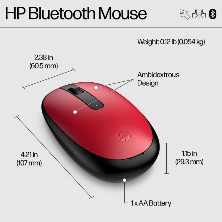 Мышка HP 240 Bluetooth Red (43N05AA) - фото 9