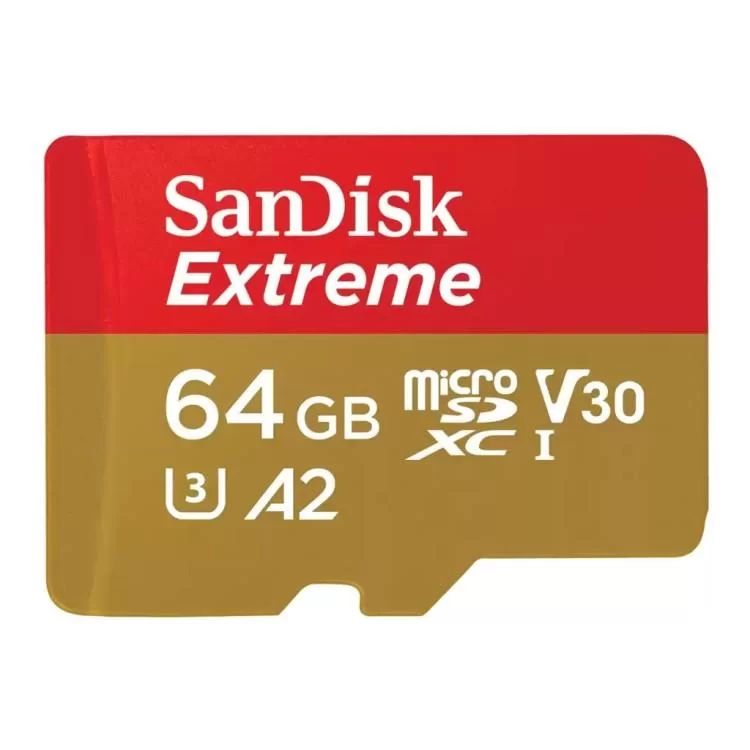 Карта пам'яті SanDisk 64GB microSD class 10 UHS-I U3 V30 Extreme (SDSQXAH-064G-GN6MN)