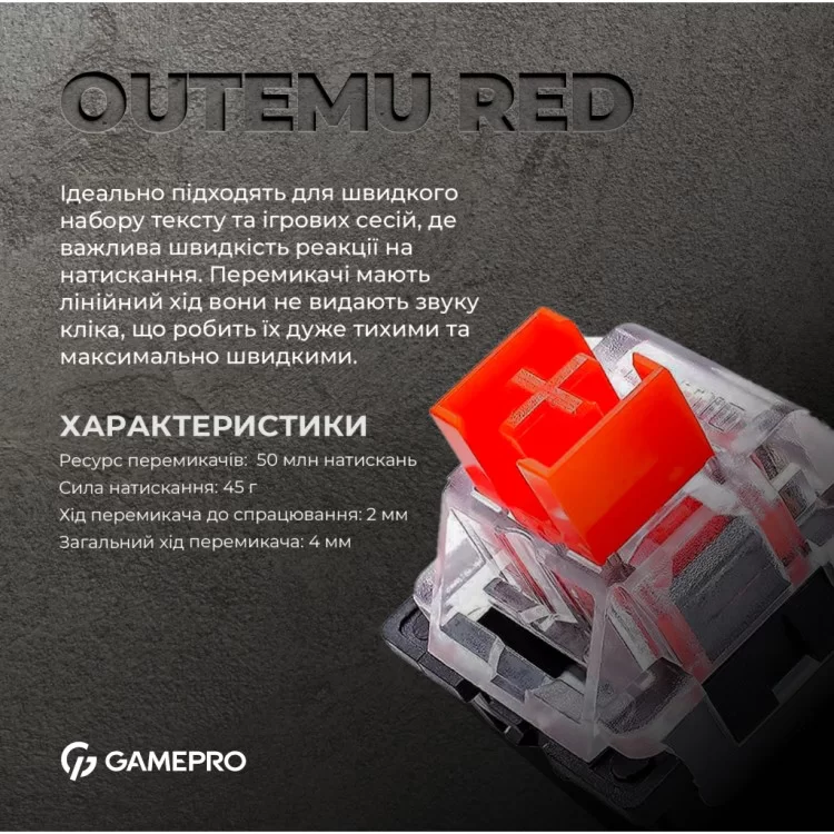 Клавиатура GamePro MK160B Hot-Swap Red Swich RGB USB UA Black (MK160B) - фото 9