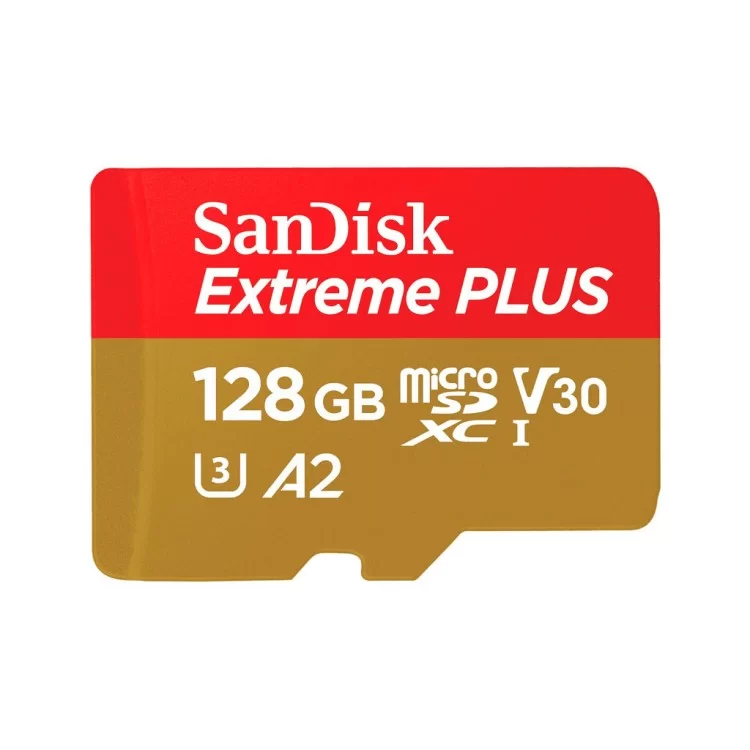 Карта пам'яті SanDisk 128GB microSD class 10 V30 Extreme PLUS (SDSQXBD-128G-GN6MA) ціна 1 421грн - фотографія 2