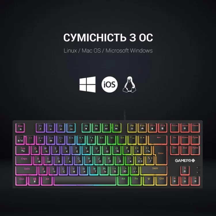 Клавиатура GamePro MK80R Red Switch RGB USB Black (MK80R) характеристики - фотография 7