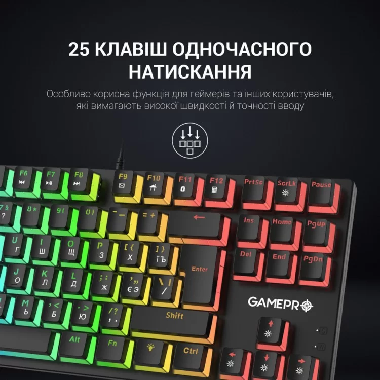 Клавіатура GamePro MK80R Red Switch RGB USB Black (MK80R) - фото 9