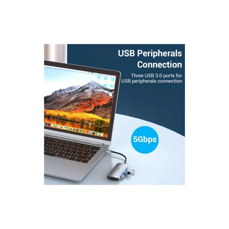 Концентратор Vention USB3.1 Type-C --> HDMI/USB 3.0x3/PD 100W Hub 5-in-1 (TODHB) відгуки - зображення 5