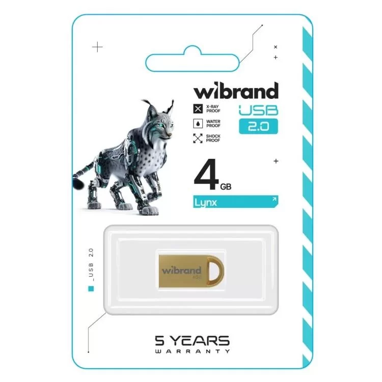 USB флеш накопичувач Wibrand 4GB lynx Gold USB 2.0 (WI2.0/LY4M2G) ціна 211грн - фотографія 2