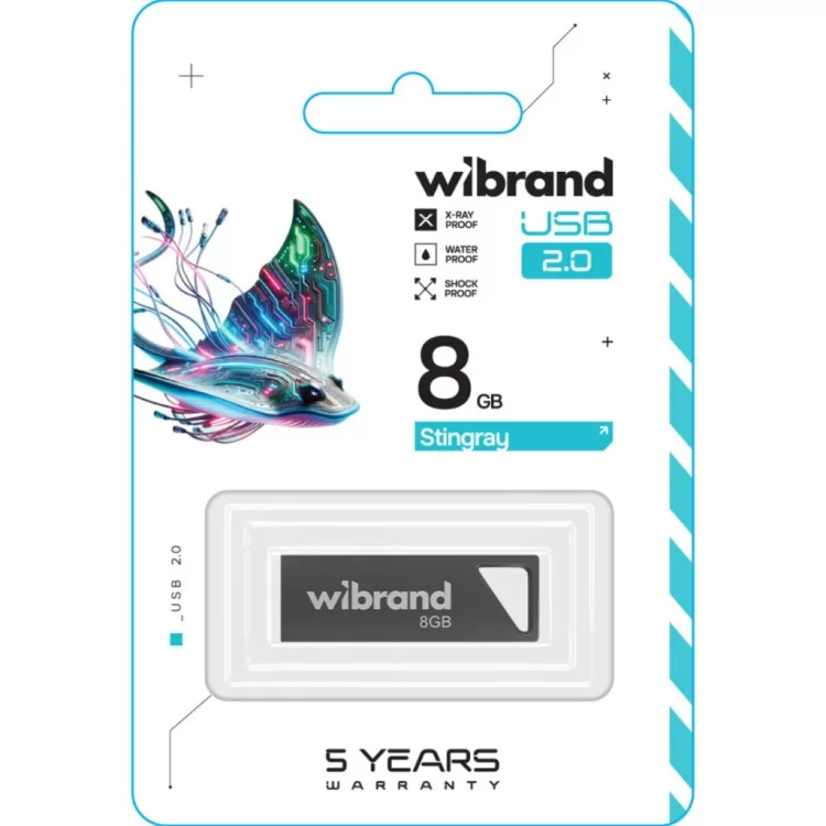 USB флеш накопичувач Wibrand 8GB Stingray Grey USB 2.0 (WI2.0/ST8U5G) ціна 229грн - фотографія 2