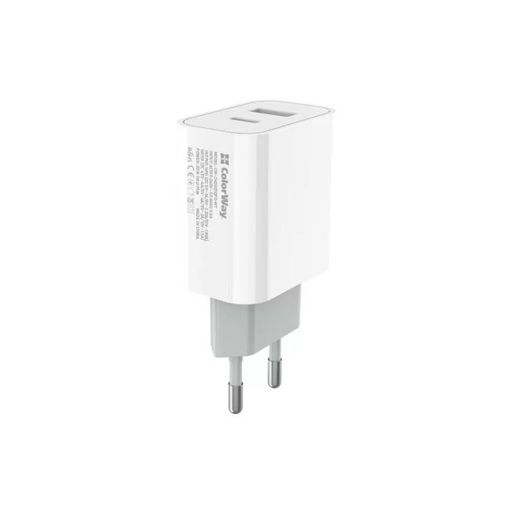 продаем Зарядное устройство ColorWay Type-C PD + USB QC3.0 (20W) V2 white (CW-CHS025QPD-WT) в Украине - фото 4