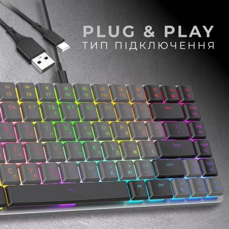 продаємо Клавіатура GamePro MK141R Red Swich Low Profile RGB USB Dark Gray (MK141R) в Україні - фото 4