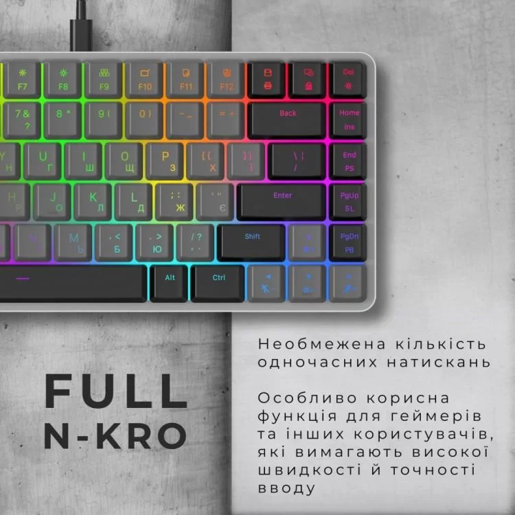 Клавіатура GamePro MK141R Red Swich Low Profile RGB USB Dark Gray (MK141R) - фото 10