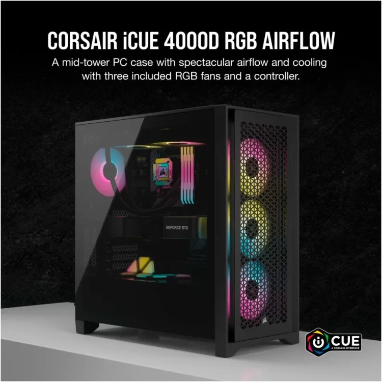 Корпус Corsair iCUE 4000D RGB Airflow Black (CC-9011240-WW) цена 11 048грн - фотография 2