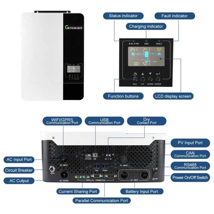 Сонячний інвертор Growatt SPF3500ES 3500W (SPF3500ES) характеристики - фотографія 7
