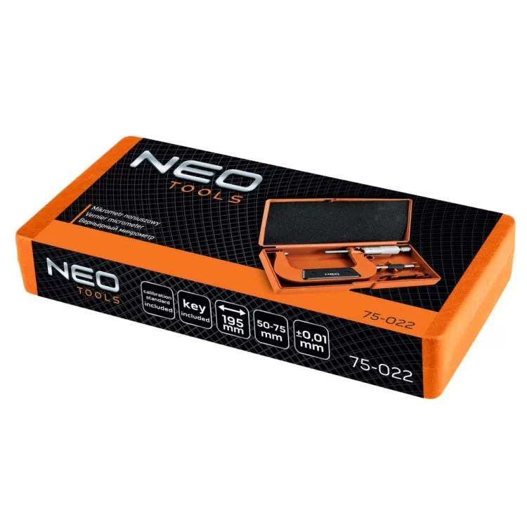 Микрометр Neo Tools с верньером 50-75 мм, ±0.01 мм/м (75-022) - фото 9