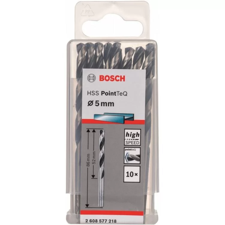 Свердло Bosch по металу HSS-PointTeQ, 5х52х86мм, 10шт (2.608.577.218) огляд - фото 8