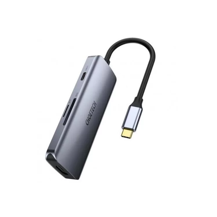 Концентратор Choetech USB-C 7-in-1 (HDMI/PD/CR/USB-A/USB-C) alum (HUB-M19-GY) ціна 2 208грн - фотографія 2