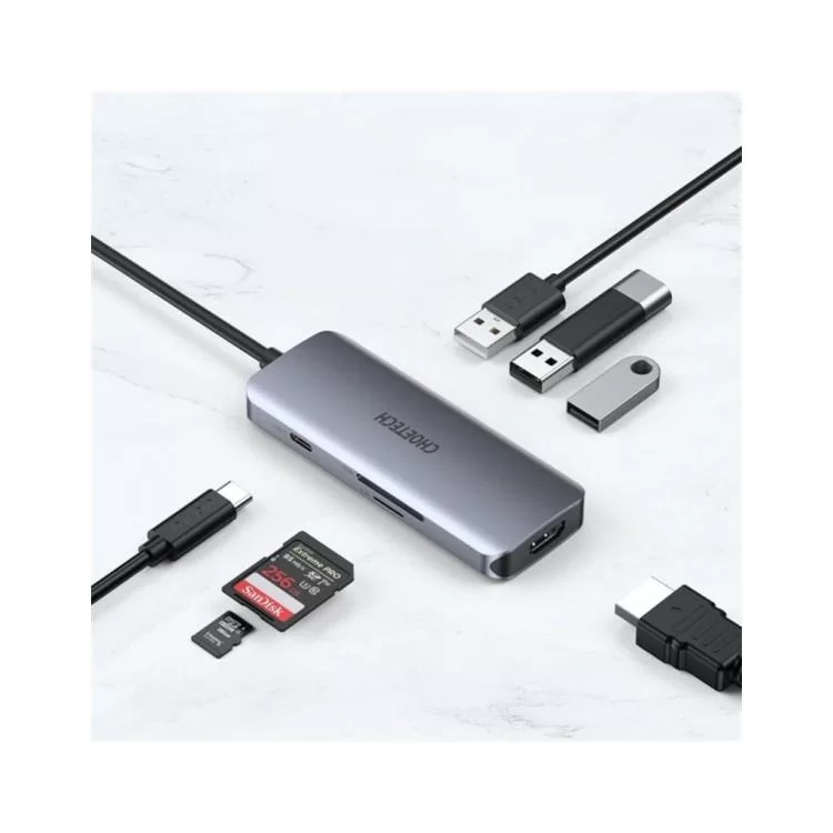 продаємо Концентратор Choetech USB-C 7-in-1 (HDMI/PD/CR/USB-A/USB-C) alum (HUB-M19-GY) в Україні - фото 4