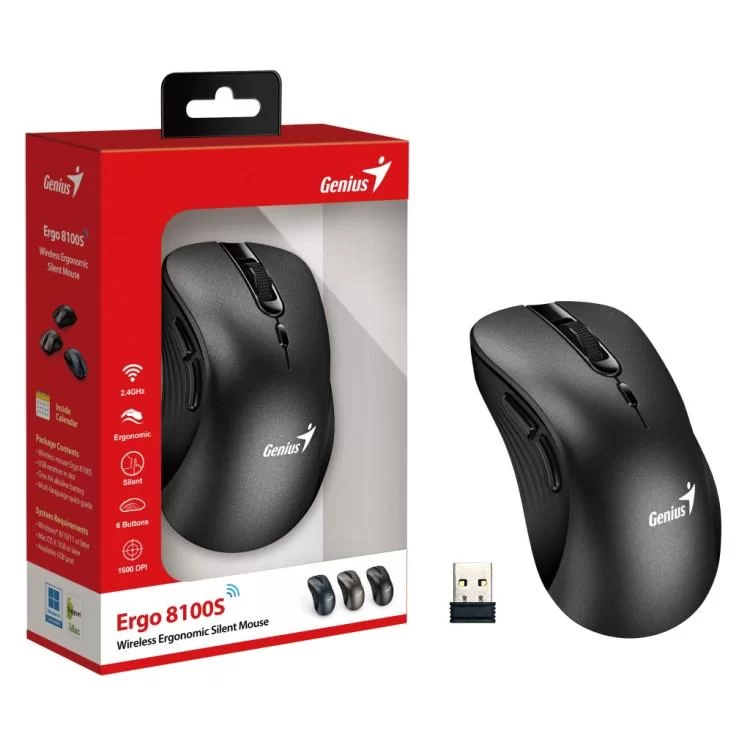 продаємо Мишка Genius Ergo 8100S Wireless Black (31030040400) в Україні - фото 4