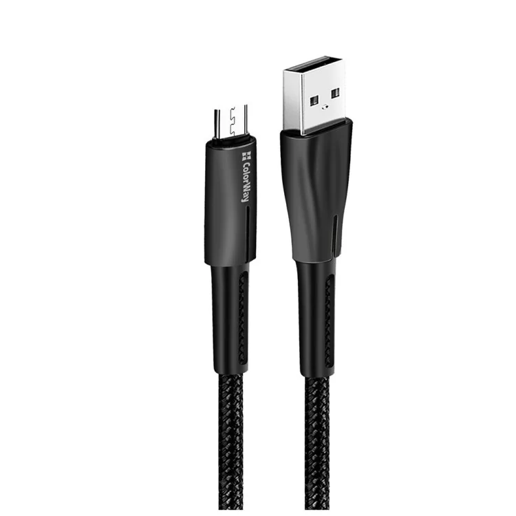 в продаже Дата кабель USB 2.0 AM to Micro 5P 1.0m zinc alloy + led black ColorWay (CW-CBUM035-BK) - фото 3