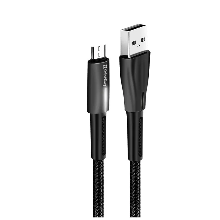 продаем Дата кабель USB 2.0 AM to Micro 5P 1.0m zinc alloy + led black ColorWay (CW-CBUM035-BK) в Украине - фото 4