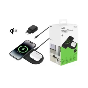 Зарядний пристрій Belkin 2in1 15W Pad Qi2 black (WIZ021VFBK)