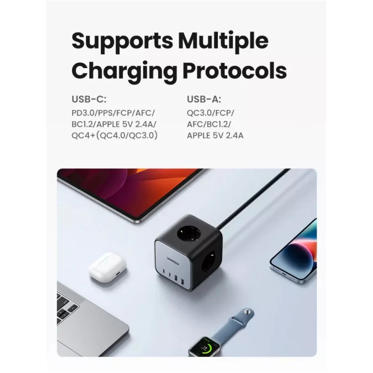 Зарядное устройство Ugreen 4xUSB 65W DigiNest Cube (2хUSB-C+2xUSB-A) CD268 (60113) характеристики - фотография 7