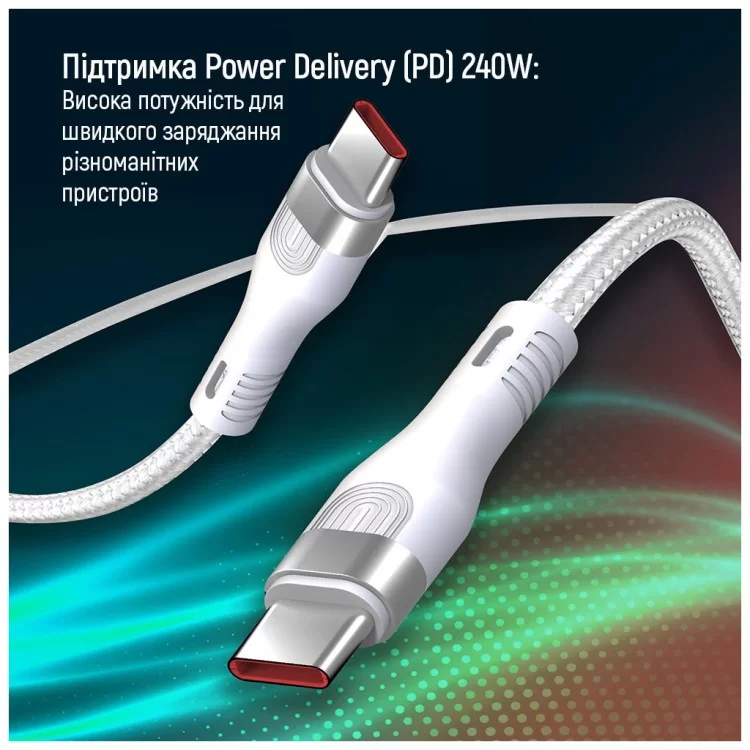 Дата кабель USB-C to USB-C 1.0m (PD Fast Charging 240W) 5А white ColorWay (CW-CBPDCC065-WT) инструкция - картинка 6