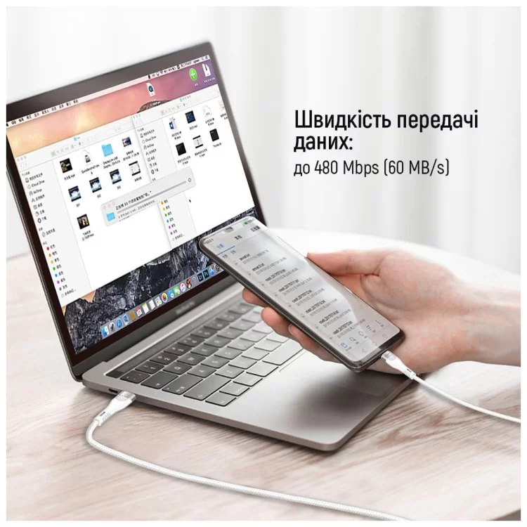 Дата кабель USB-C to USB-C 1.0m (PD Fast Charging 240W) 5А white ColorWay (CW-CBPDCC065-WT) - фото 10