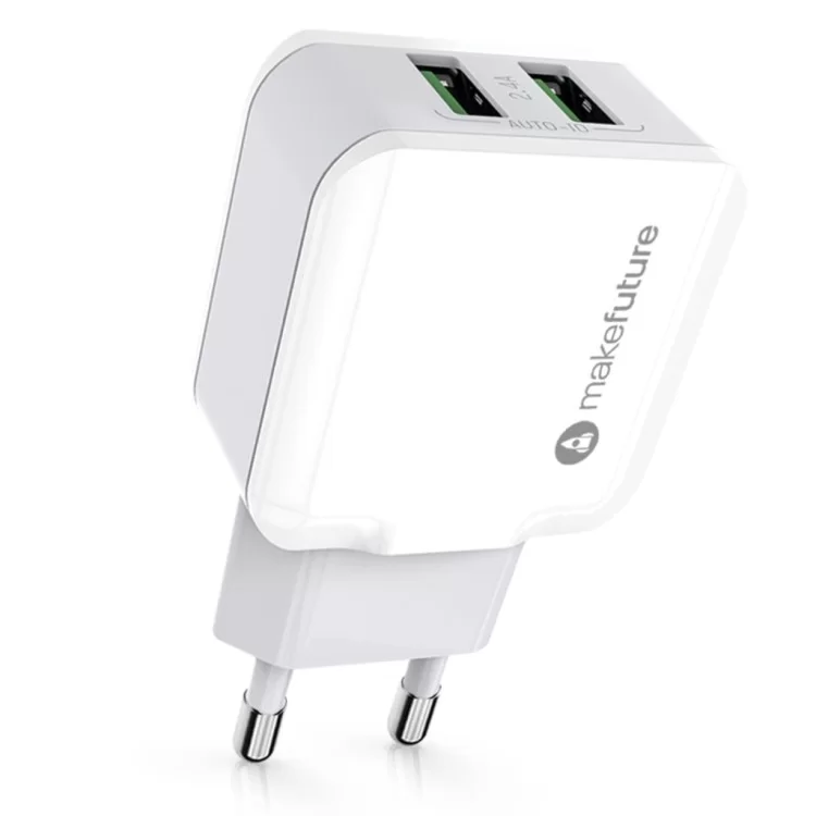 Зарядное устройство MakeFuture 2 USB (2.4 A) White (MCW-21WH) цена 427грн - фотография 2