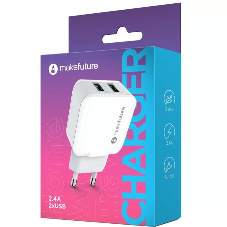 продаем Зарядное устройство MakeFuture 2 USB (2.4 A) White (MCW-21WH) в Украине - фото 4