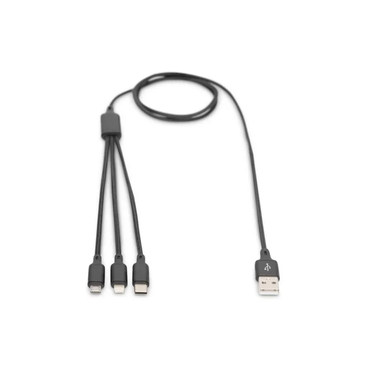 Дата кабель USB 2.0 AM to Lightning + Micro 5P + Type-C 1.0m charge only Digitus (AK-300160-010-S) отзывы - изображение 5