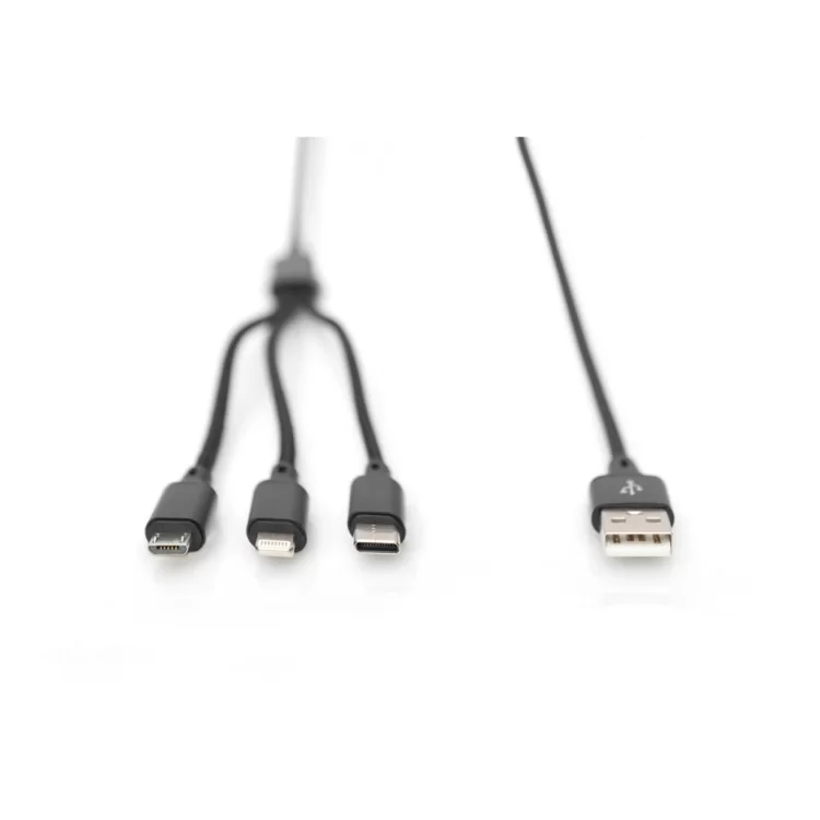 Дата кабель USB 2.0 AM to Lightning + Micro 5P + Type-C 1.0m charge only Digitus (AK-300160-010-S) инструкция - картинка 6