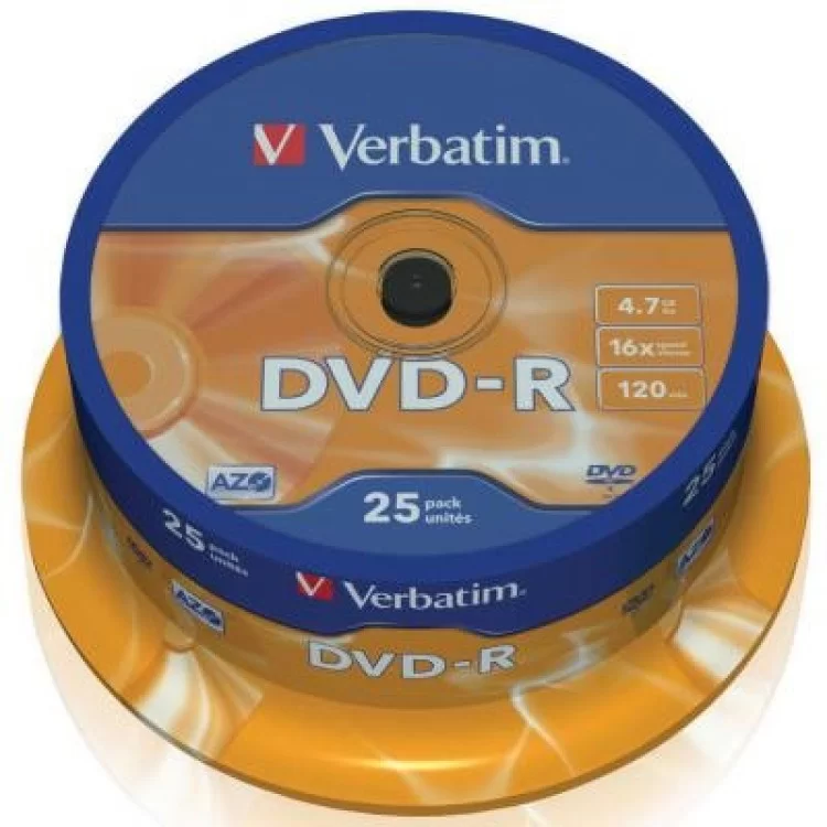 Диск DVD Verbatim 4.7Gb 16X CakeBox 25шт (43522) ціна 632грн - фотографія 2