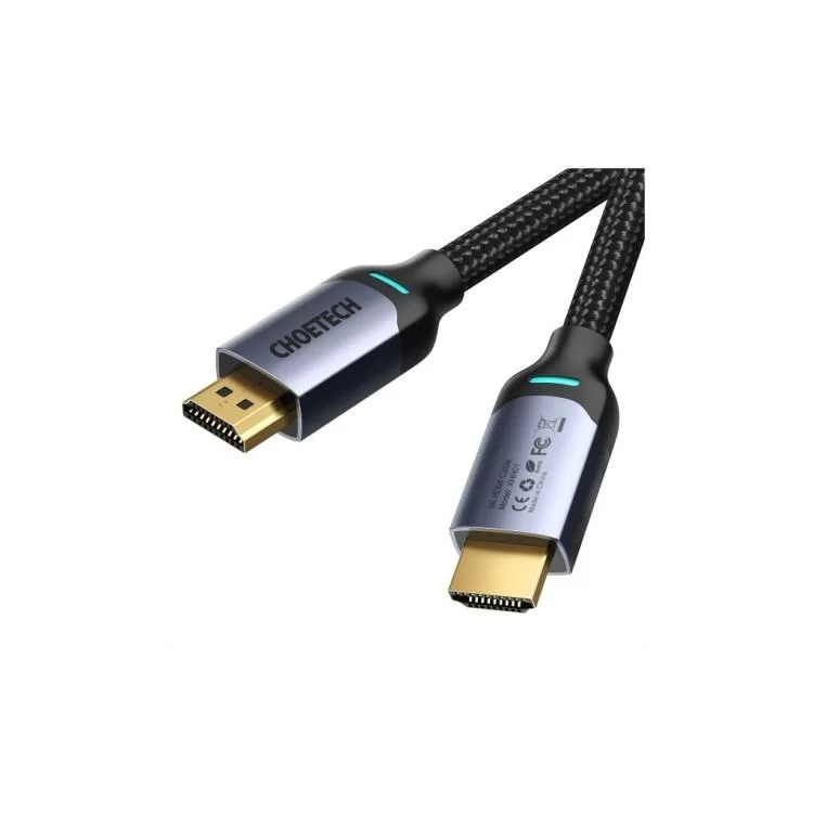 Кабель мультимедійний HDMI to HDMI 2.0m V.2.1 8K 60Hz HDR10 HLG 48Gbps YUV 444 Choetech (XHH01-BK) ціна 674грн - фотографія 2