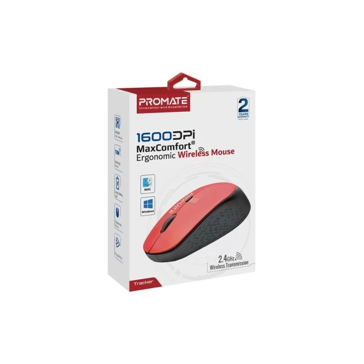 Мишка Promate Tracker Wireless Red (tracker.red) ціна 638грн - фотографія 2