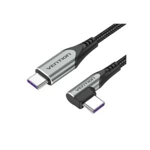 Дата кабель USB-C to USB-C 0.5m USB2.0 60W (20V/3A) angle 90° Gray Aluminum Alloy Vention (TRAHD)