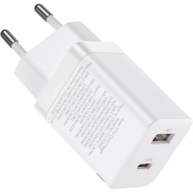 Зарядний пристрій Baseus Super Si Pro C+U 30W (CCSUPP-E02) white (948117) відгуки - зображення 5